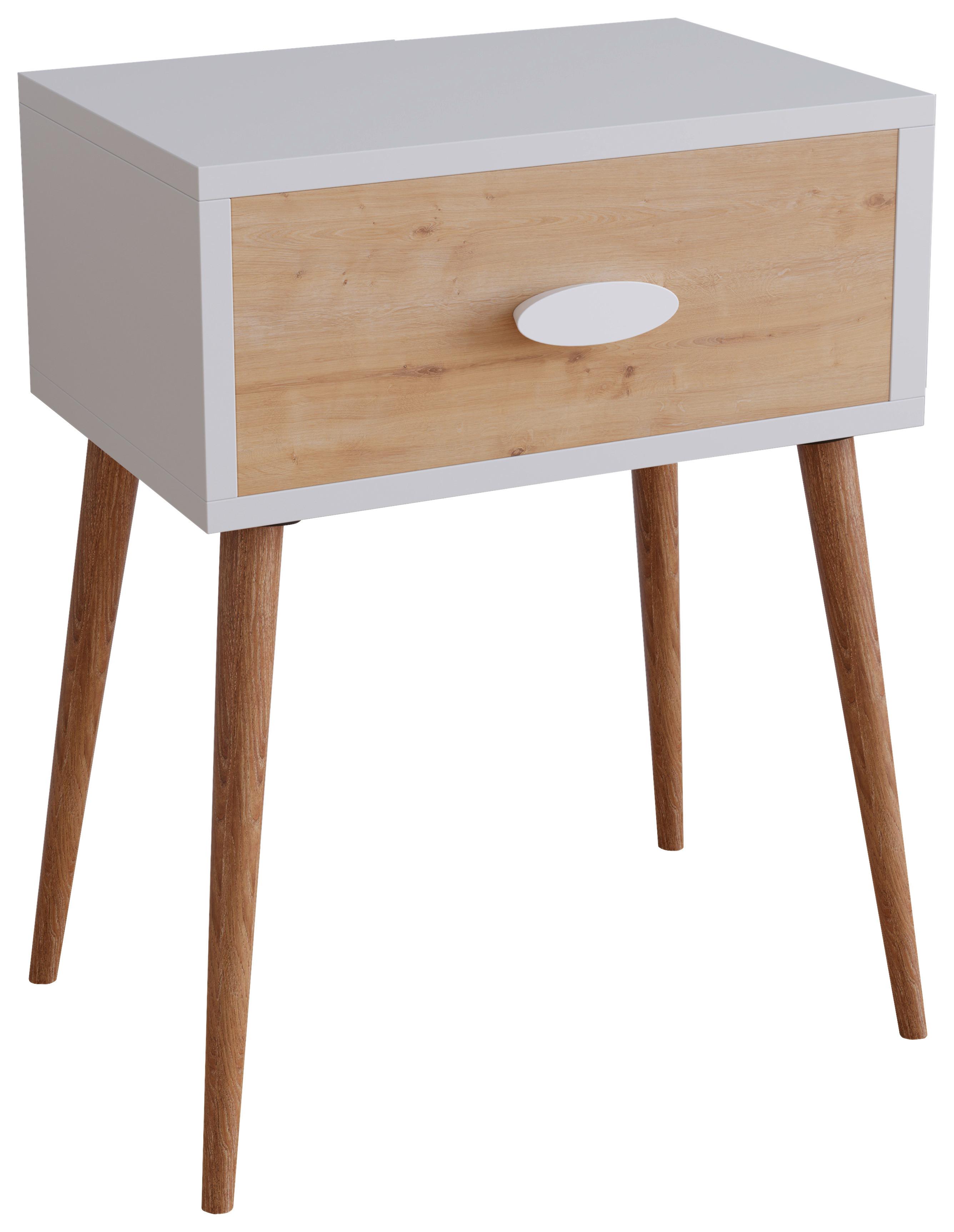 Nachtkästchen Singol L - Honigeiche/Weiß, MODERN, Holzwerkstoff (44,5/60/30cm) - MID.YOU