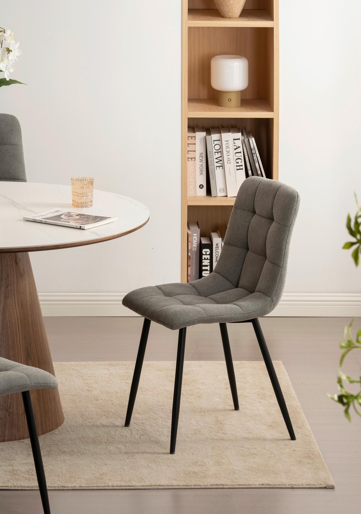 Vierfußstuhl Adea Leinenoptik Grau - Schwarz/Grau, KONVENTIONELL, Holz/Textil (45/88/55cm) - P & B