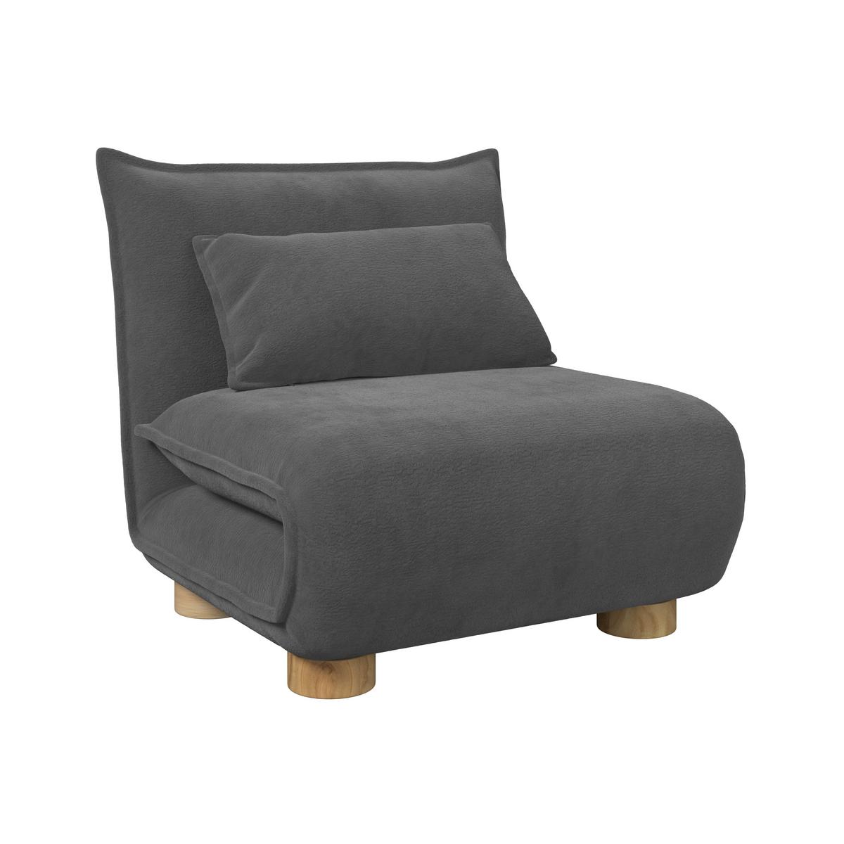 Rozkladacie kreslo BELLA, tmavosivá, max. 120 kg - prírodná farba/tmavosivá, Modern, kov/drevo (85/76/84cm) - Bessagi Home