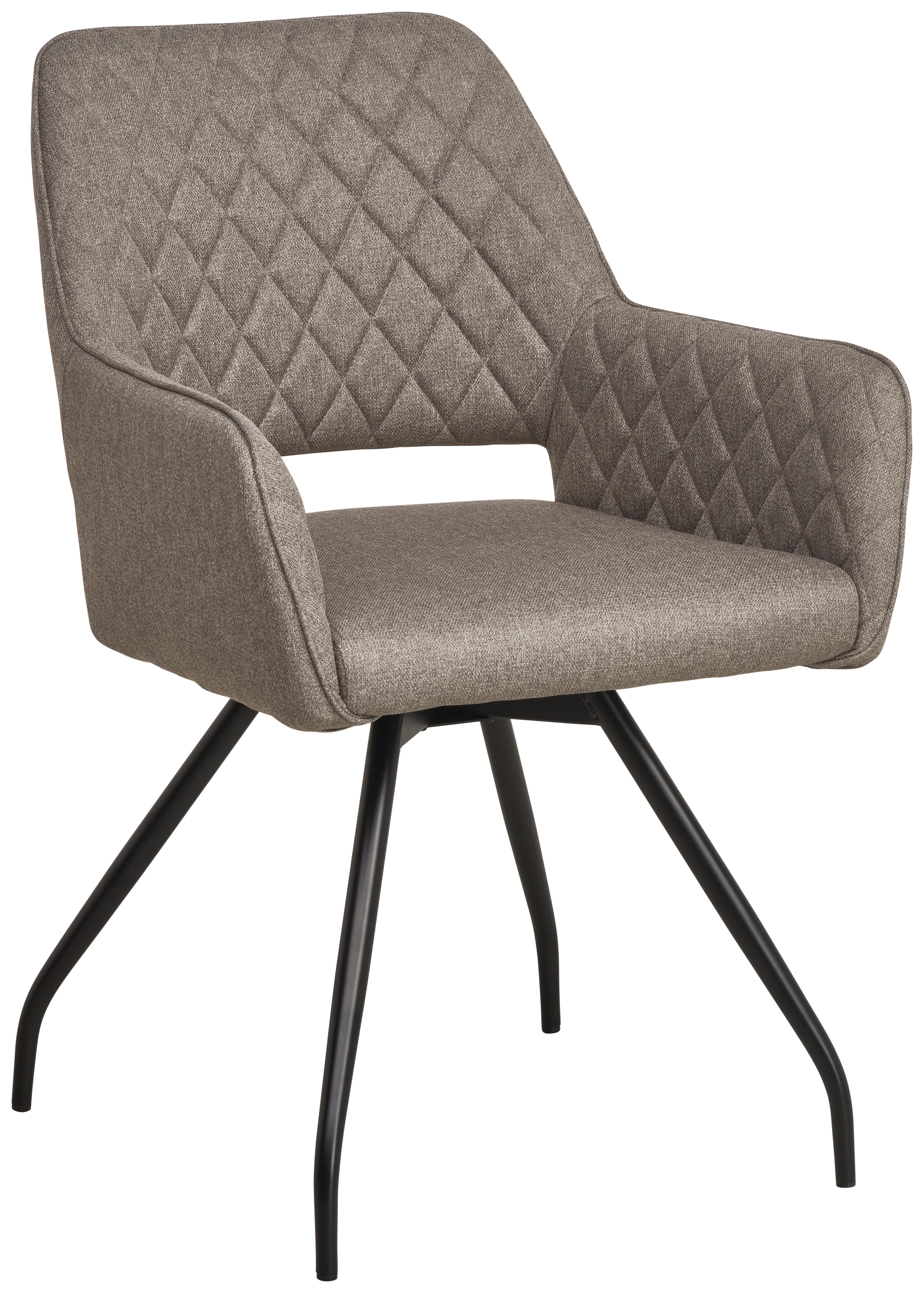 Armlehnstuhl Pam Braun, Sitzfl. 360° drehbar - Graubraun/Schwarz, KONVENTIONELL, Holz/Textil (57/85.5/60cm) - MID.YOU