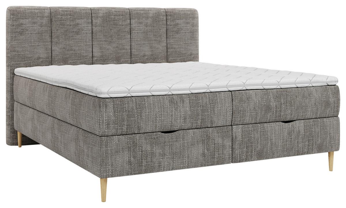 Boxbett Bari Grau, Lf: ca. 180x200cm - Buchefarben/Grau, MODERN, Holz/Holzwerkstoff (180/200cm) - MID.YOU