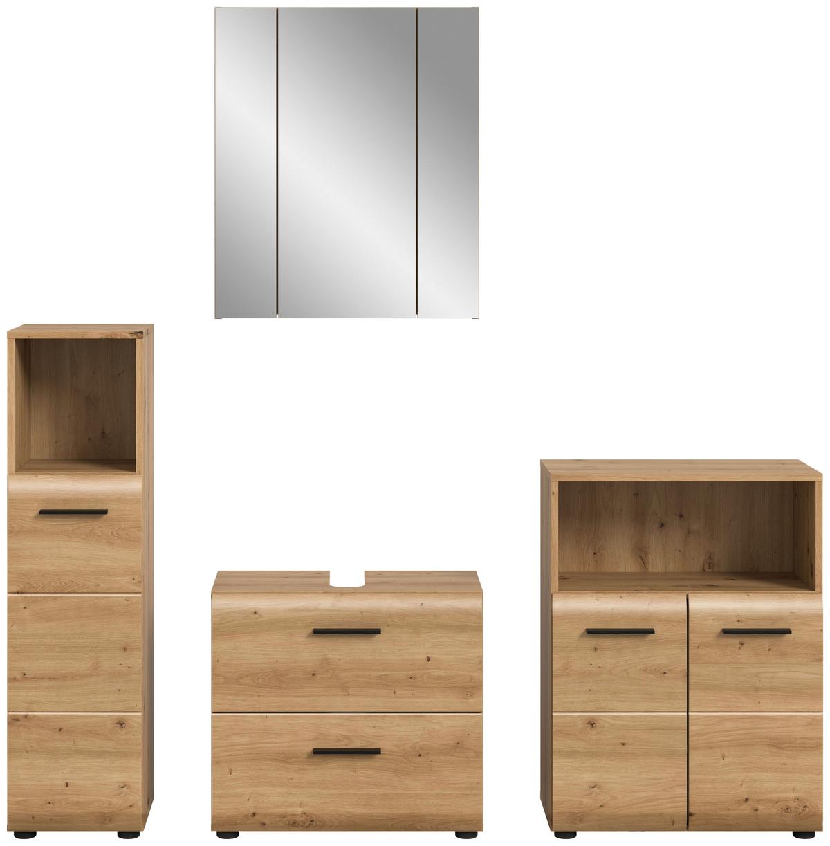 Badezimmer Ice Eiche Artisan Dekor B: 150cm - Schwarz/Eiche Artisan, Basics, Holzwerkstoff (150cm) - MID.YOU