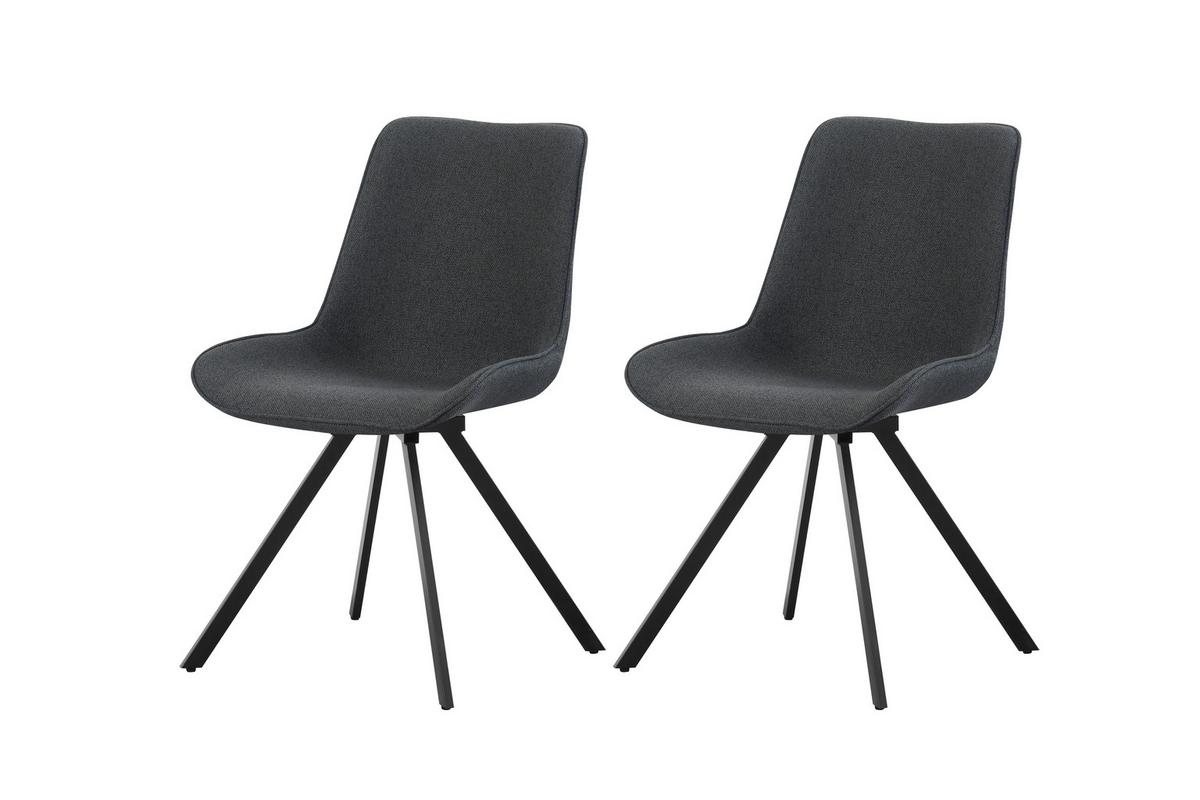 Stuhl-Set Emilia Anthrazit B: 52 cm - Anthrazit/Schwarz, MODERN, Textil/Metall (52/85/61cm) - MID.YOU