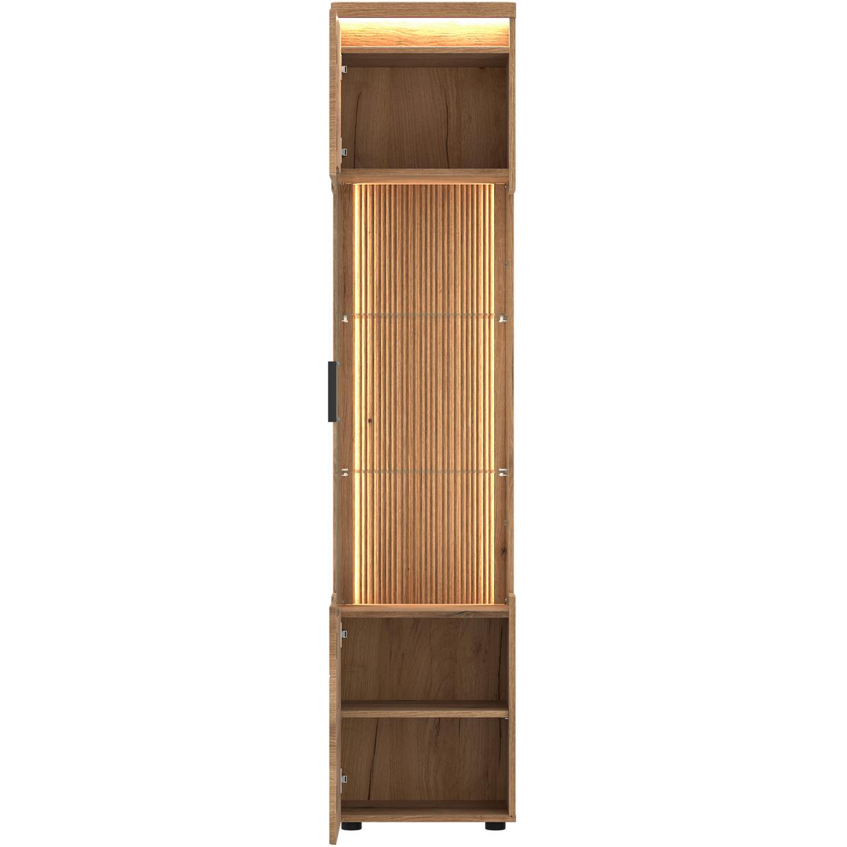 VITRINE Molina Eiche Dekor B: 45cm - Eichefarben/Schwarz, Basics, Glas/Holzwerkstoff (45/201,5/35,6cm)
