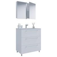 Badezimmer Schubo 3-teilig Weiß B: 80 Cm - Alufarben/Weiß, MODERN, Keramik/Holzwerkstoff (80cm) - MID.YOU