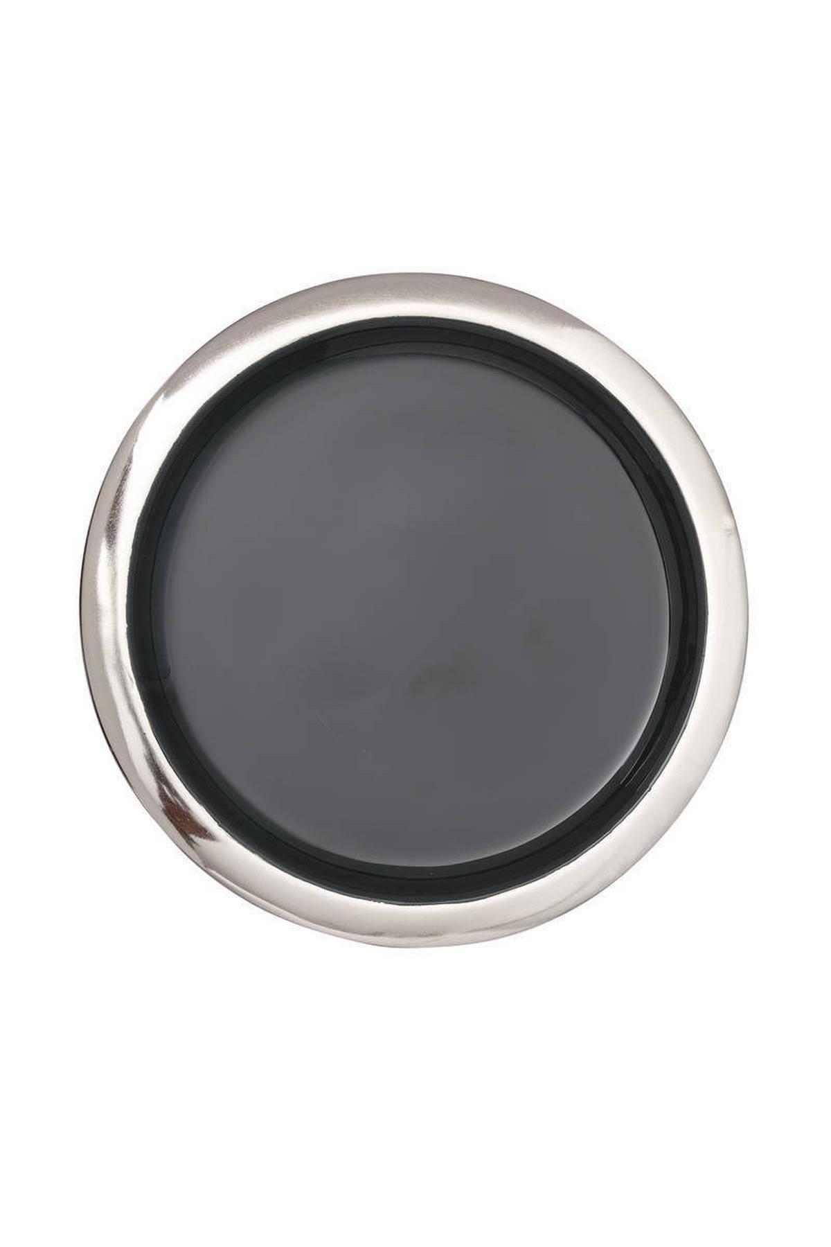 Tortenplatte Rund Eisen Art Deco D: 20,5 cm Grau/Silbern - Silberfarben/Grau, Trend, Metall (20,5/13,5cm) - Kayoom