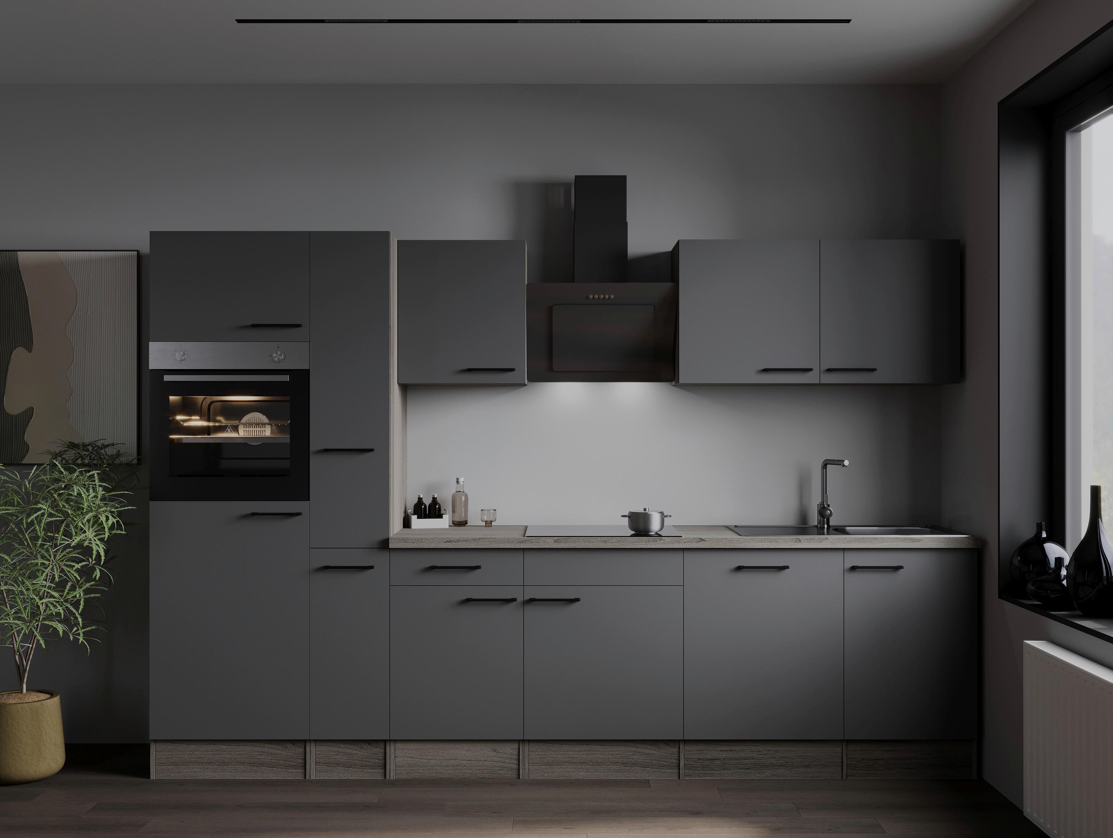 Küchenblock Oliver Grau, Eiche Dekor B: 310 Cm - Eichefarben/Eiche Artisan, Design, Holzwerkstoff (310cm) - Respekta