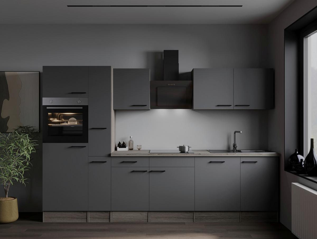 Küchenblock Oliver Grau, Eiche Dekor B: 310 Cm - Eichefarben/Eiche Artisan, Design, Holzwerkstoff (310cm) - Respekta