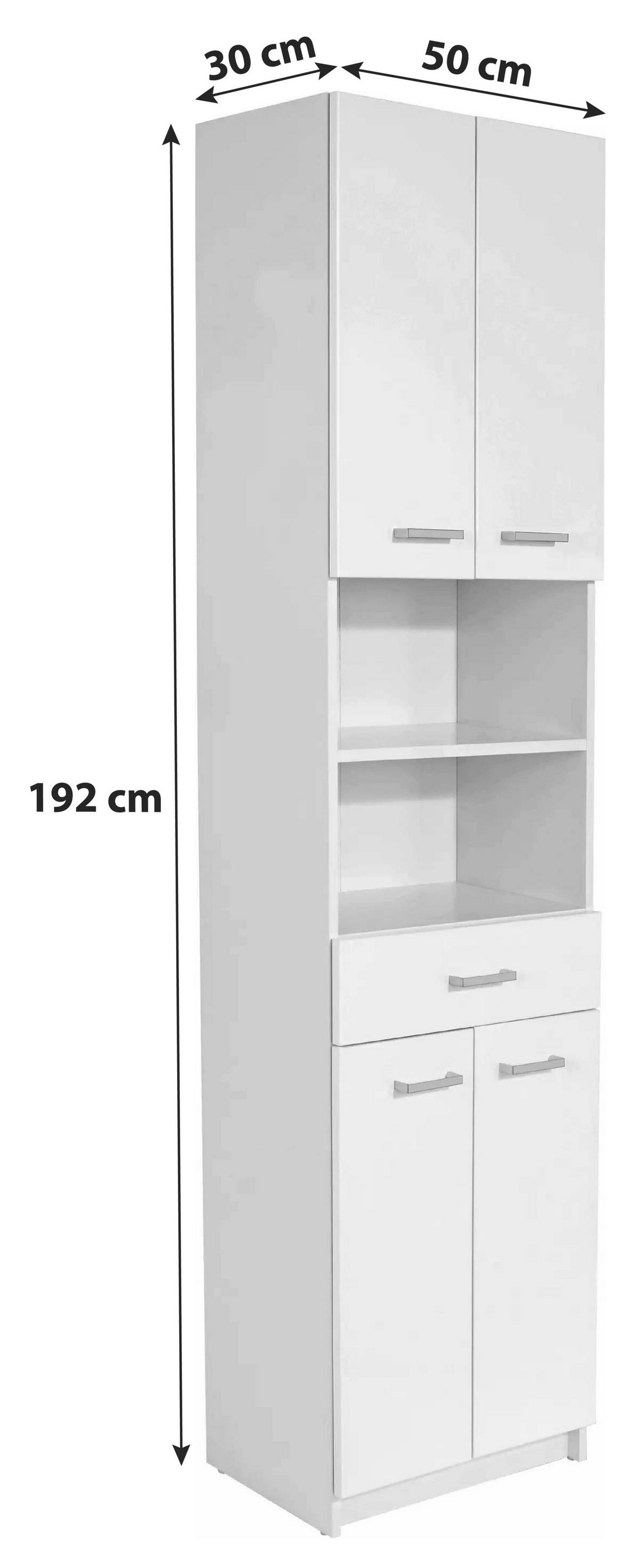 Magasszekrény Fiola - fehér, Konventionell, faalapú anyag (50/192/30cm)