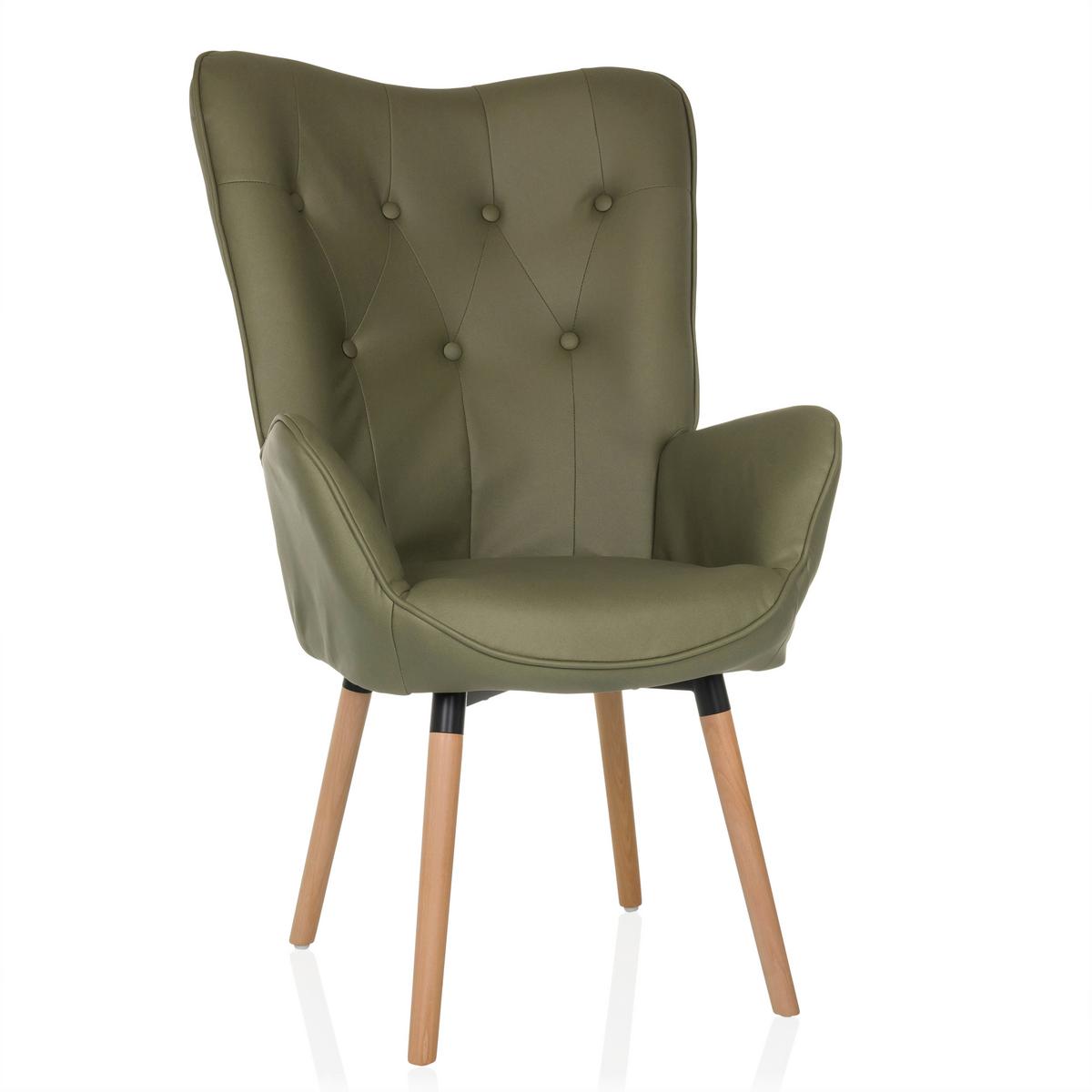 Ohrensessel Havenio I Grün B: 70 cm - Buchefarben/Grün, MODERN, Textil (70/106/75cm) - MID.YOU