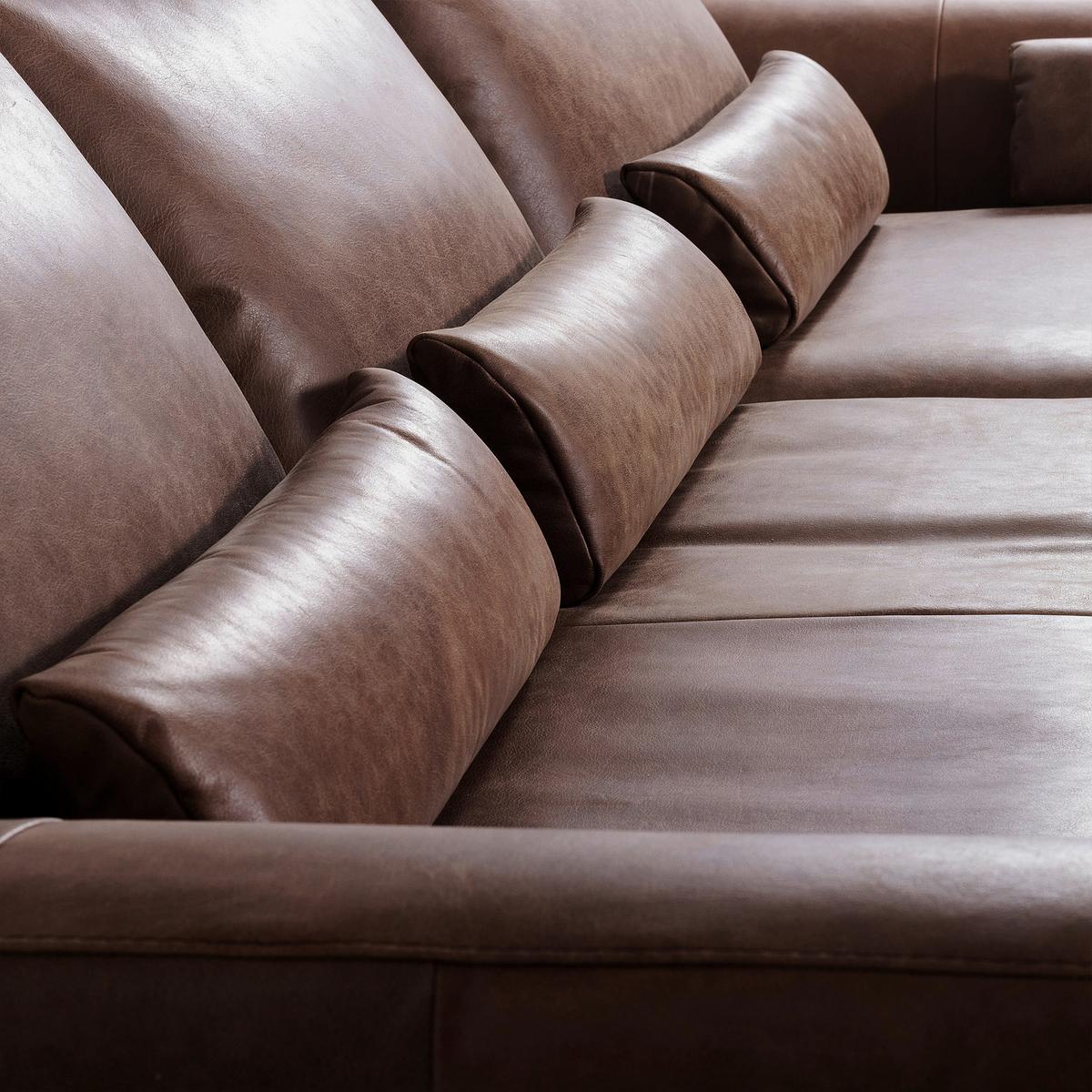 Ecksofa Berlin Braun S: 313 Cm - Schwarz/Braun, Design, Leder (313/172cm) - Livetastic