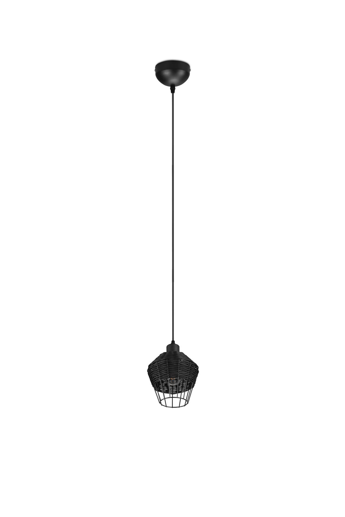Hängeleuchte Borka H: 150 Cm 1-Flammig - Schwarz, ROMANTIK / LANDHAUS, Holz/Metall (17,5/150cm)