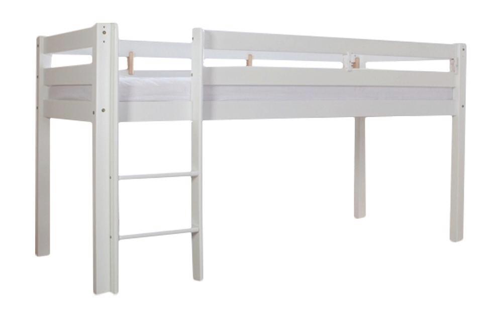 mittelhohes Bett Alex 90x200 cm Buche Massiv - Weiß, Design, Holz (90/200cm)