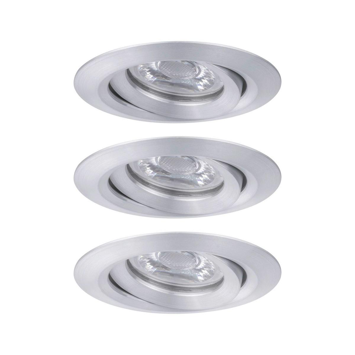 Einbauspot Ø 6,6 Cm Alufarben 3 Teilig Kippbar - Alufarben, Design, Metall (6,6cm) - Paulmann