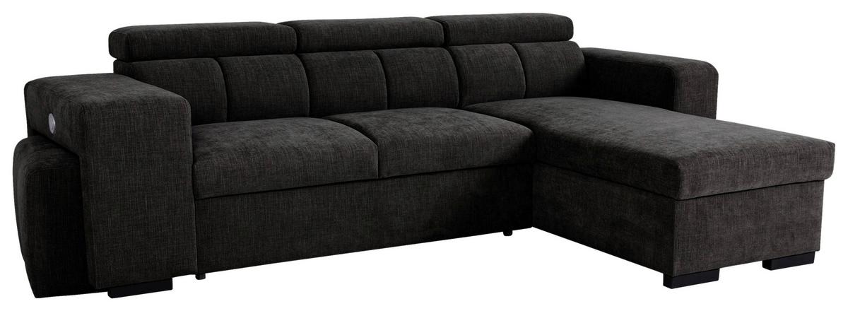 Ecksofa Sirius M schwarz, 251x165cm - Schwarz, KONVENTIONELL, Holz/Holzwerkstoff (251/165cm)