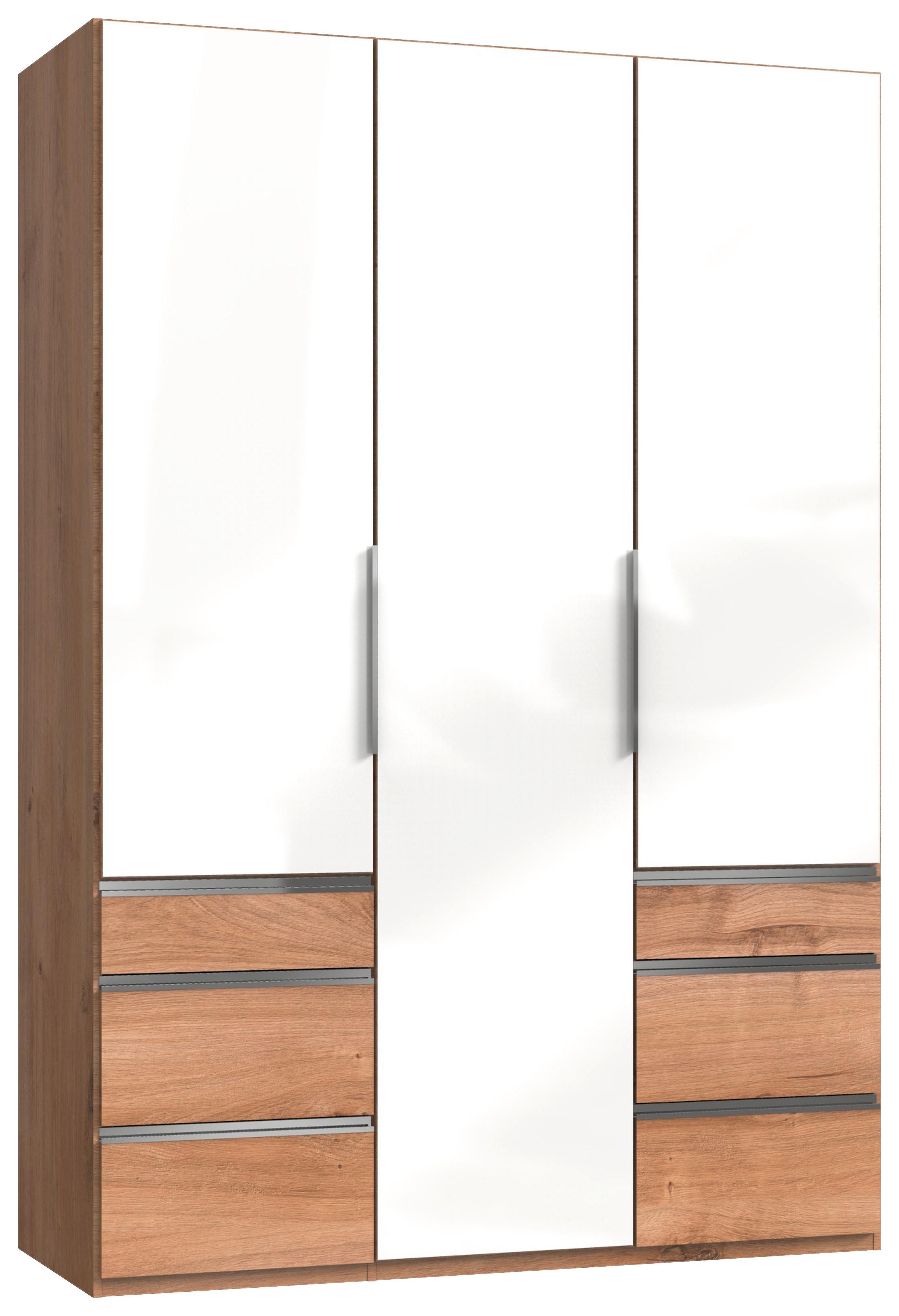 Drehtürenschrank 150cm Level, Weiß/Eiche Dekor