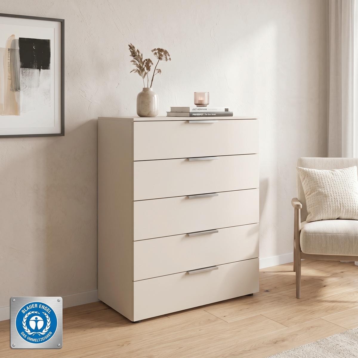 KOMMODE Flipp Champagner B: 80 cm - Champagner/Schwarz, MODERN, Holzwerkstoff (80/100/42cm) - Rauch Möbel