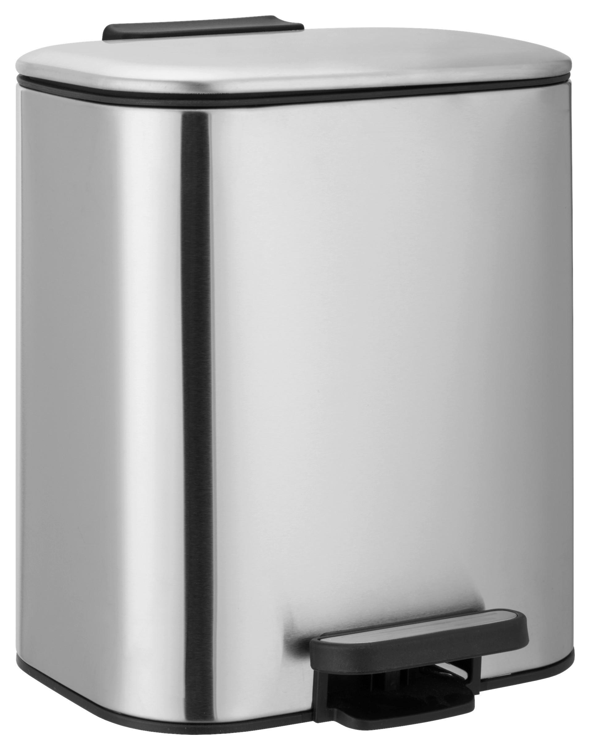Abfalleimer Silberfarben - Silberfarben/Schwarz, KONVENTIONELL, Kunststoff/Metall (23,5/20/26,9cm) - Homezone