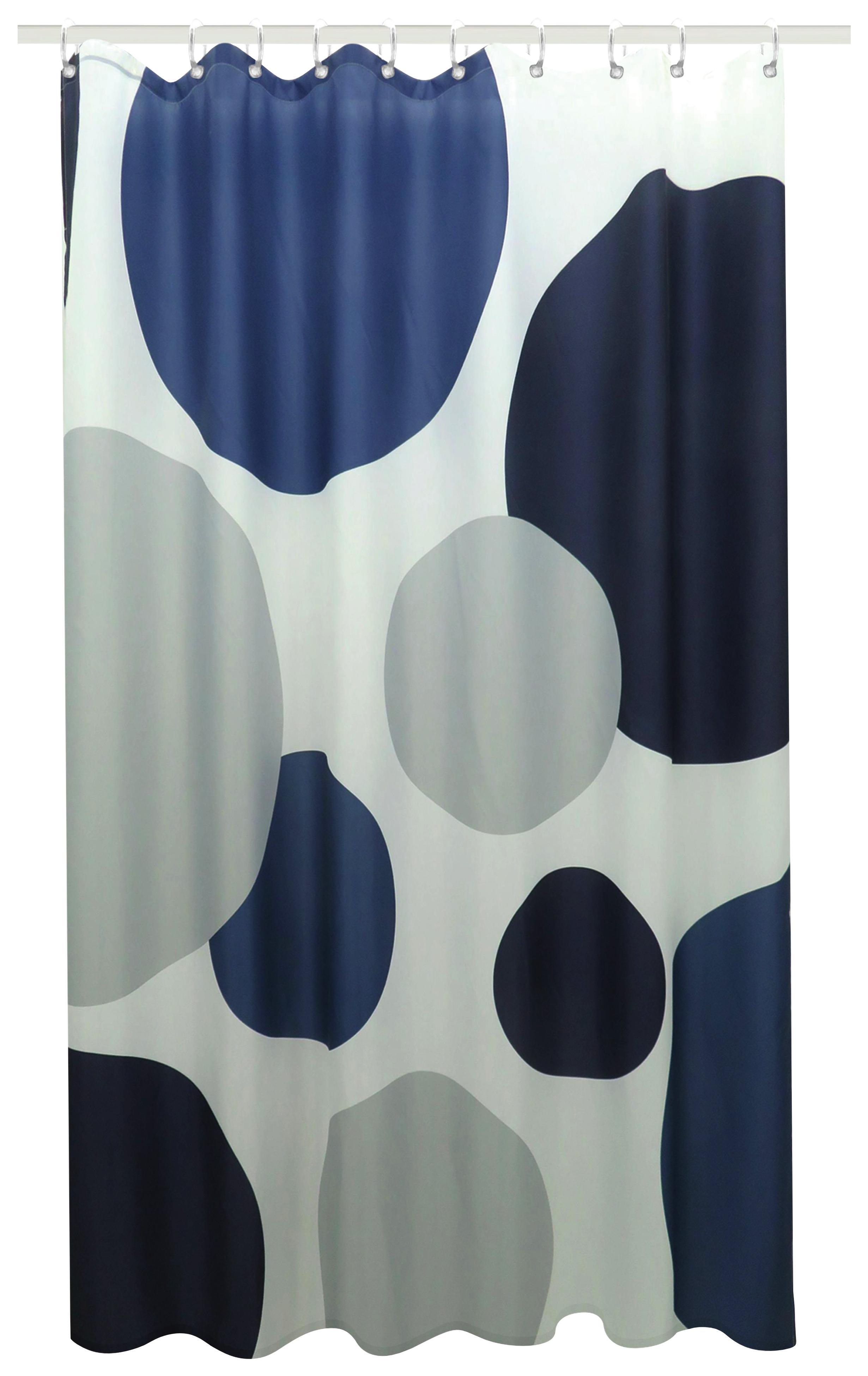 Zuhanyfüggöny Svenja - Fehér/Kék, modern, Textil (180/200cm) - Luca Bessoni