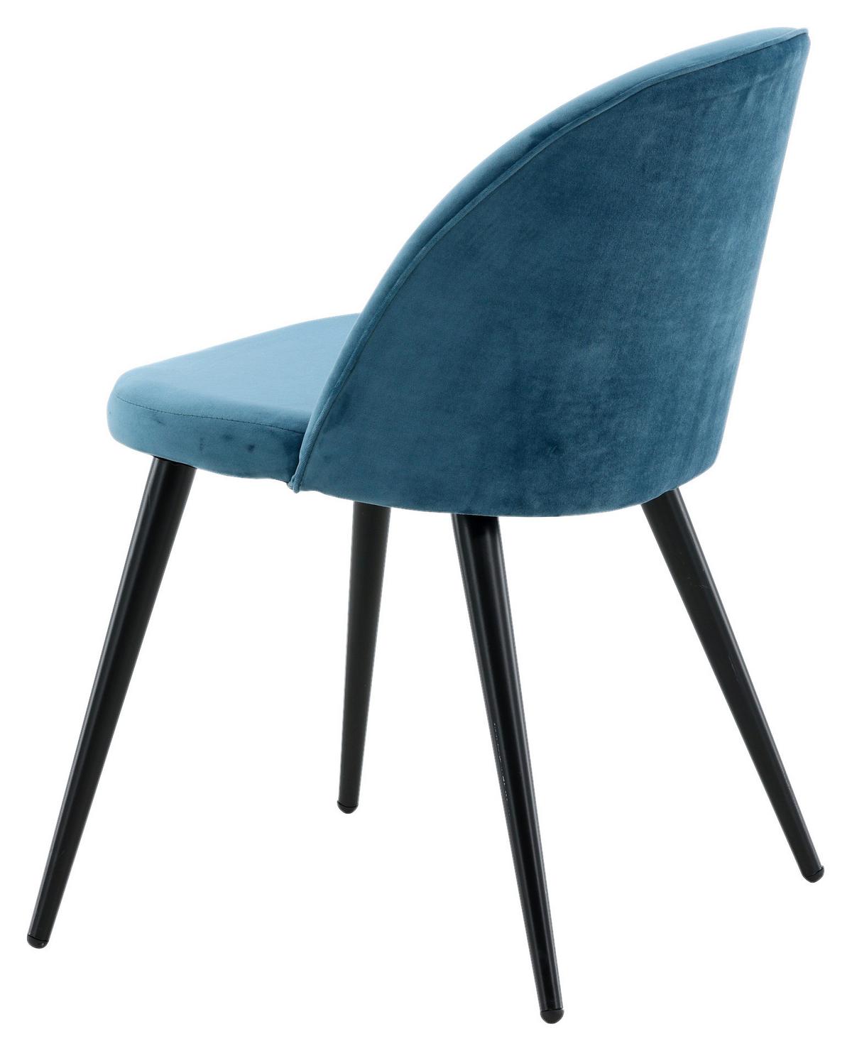 Stuhl-Set Velvet Schwarz/Blau B: 57 cm - Blau/Schwarz, Design, Textil/Metall (57/76.5/50cm) - Livetastic