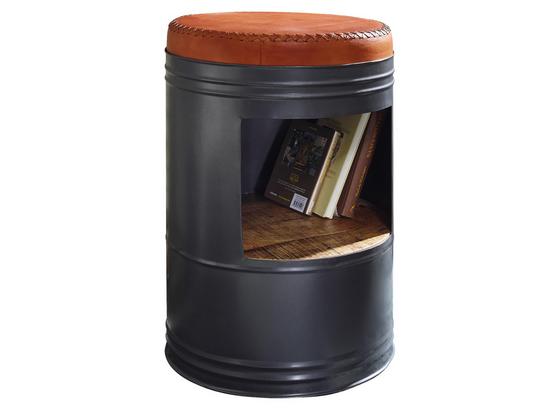 Hocker Rana D: 40 cm Leder - Schwarz/Braun, Natur, Leder/Holz (40/40/60cm) - Carryhome Hocker Rana D: 40 cm Leder - Schwarz/Braun, Natur, Leder/Holz (40/40/60cm) - Carryhome
