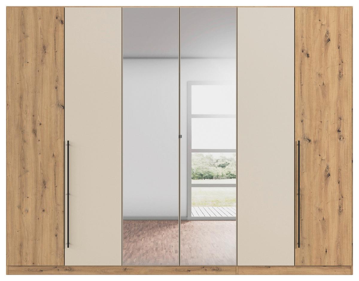 Kleiderschrank Safari mit Spiegel B: 271 cm - Champagner/Eiche Artisan, KONVENTIONELL, Holzwerkstoff (271/210/54cm)