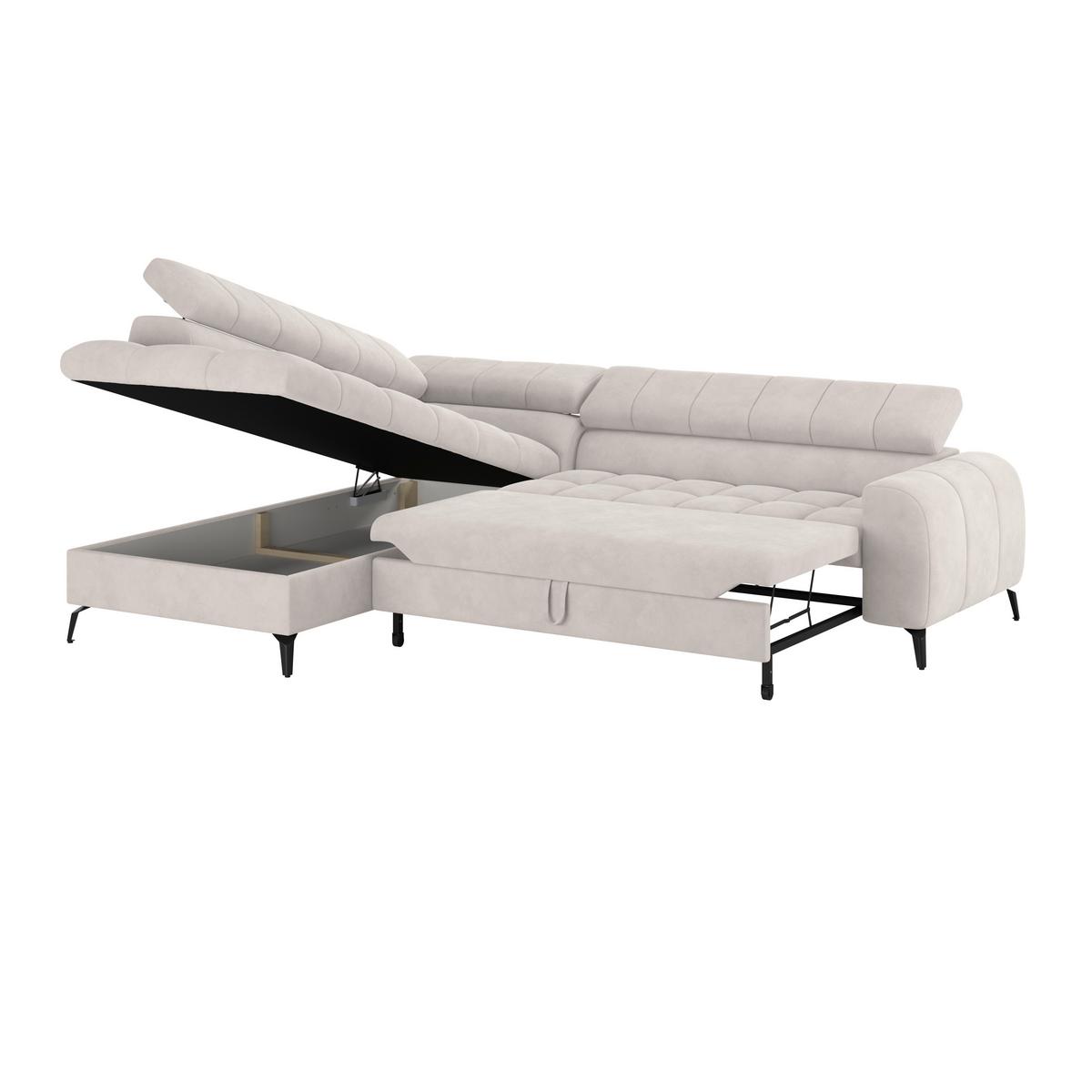 Ecksofa Volf Links New Weiß, S: 203x261 cm - Schwarz/Weiß, Trend, Kunststoff/Textil (203/261cm)