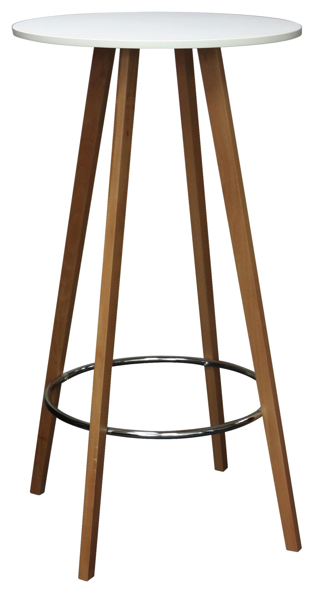 Bartisch Levi D: 60 cm Weiß - Chromfarben/Naturfarben, MODERN, Holz/Holzwerkstoff (60/110cm) - Ombra