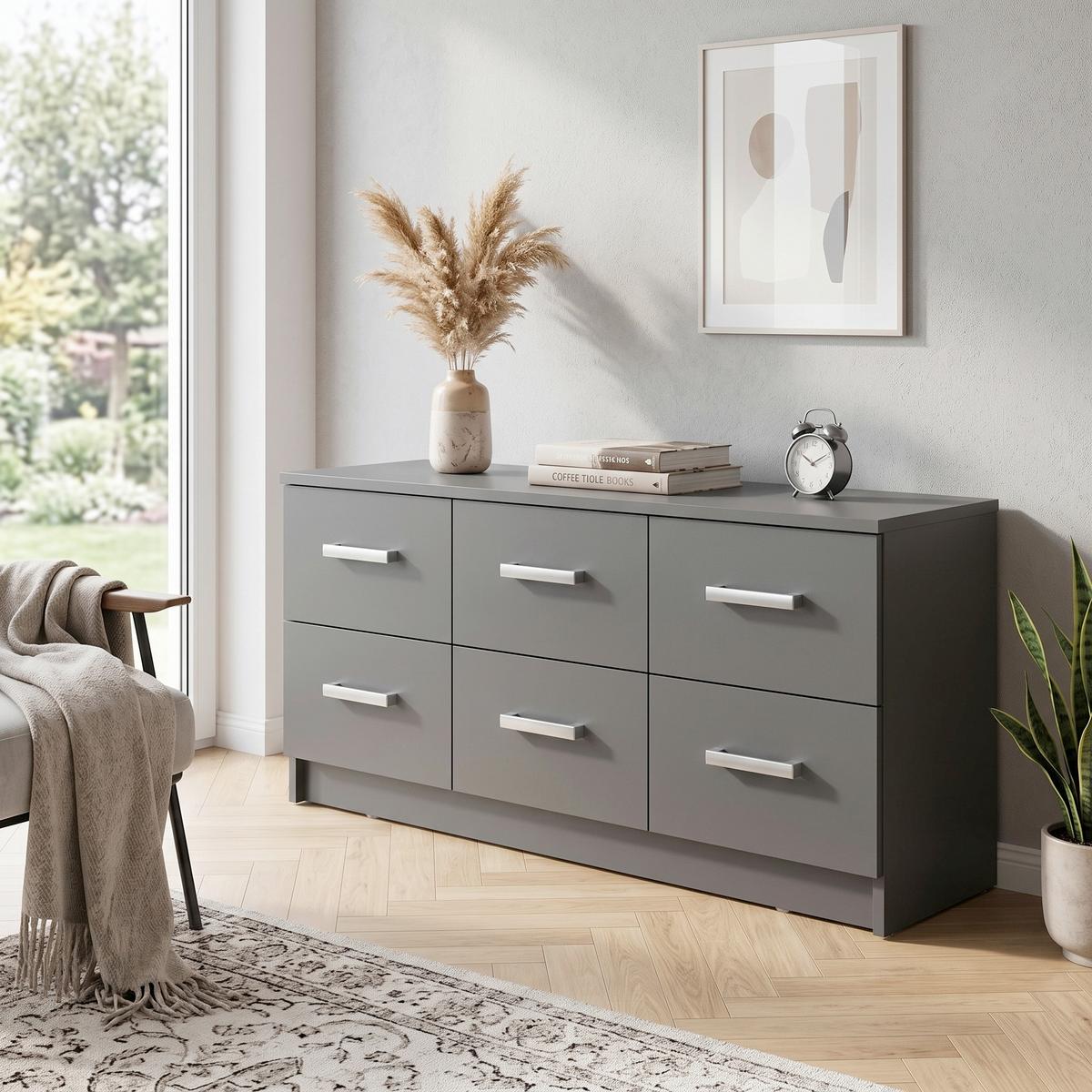 Kommode B: 121,80 cm Elenzio, Graphitfarben - Graphitfarben, Basics, Holzwerkstoff (121,80/40/50,8cm) - MID.YOU