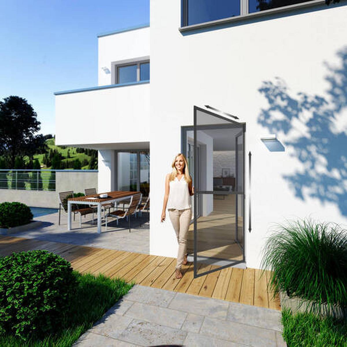 Fliegengitter Türe 100x210 cm Anthrazit - Anthrazit, Basics, Metall (100/210cm)