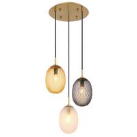 Hängeleuchte 15899-3hr - Goldfarben/Schwarz, Basics, Glas/Textil (36/120cm) - Globo