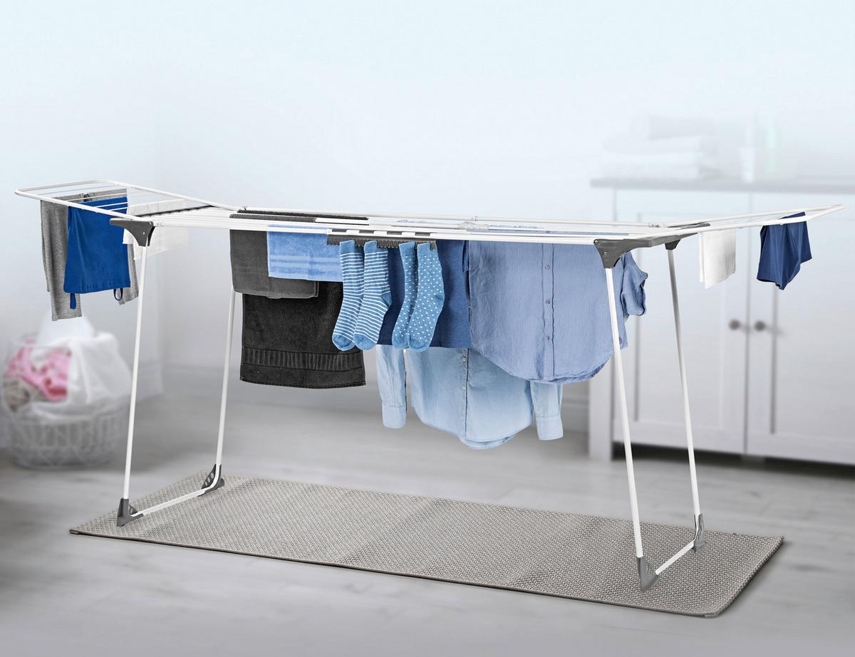 Wäscheständer Easymaxx, Grau, Weiß, Lxbxh: 258x56x100 Cm - Weiß/Grau, Basics, Kunststoff/Metall (258/56/100cm)