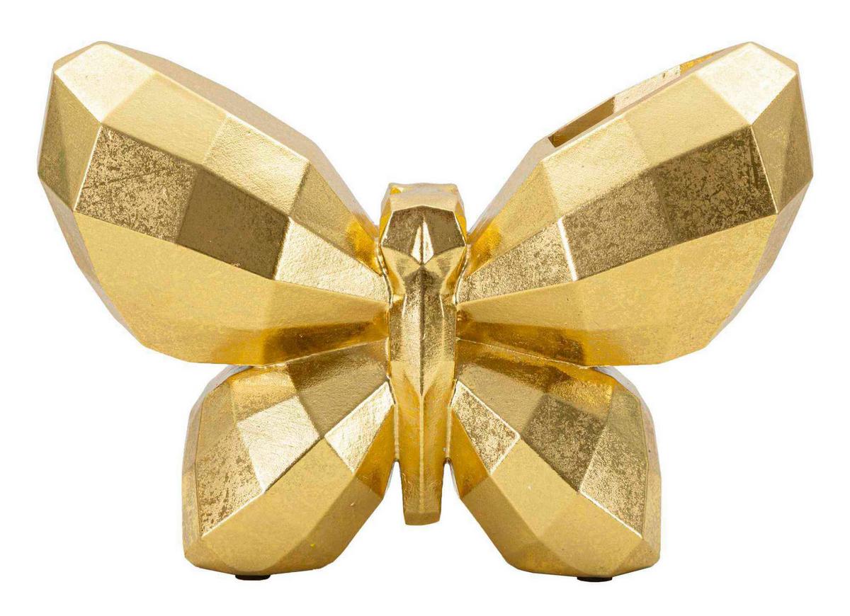 Vase Butterfly Gold Goldfarben B: 22,5 cm - Goldfarben, Basics, Kunststoff (22.5/15/8cm)