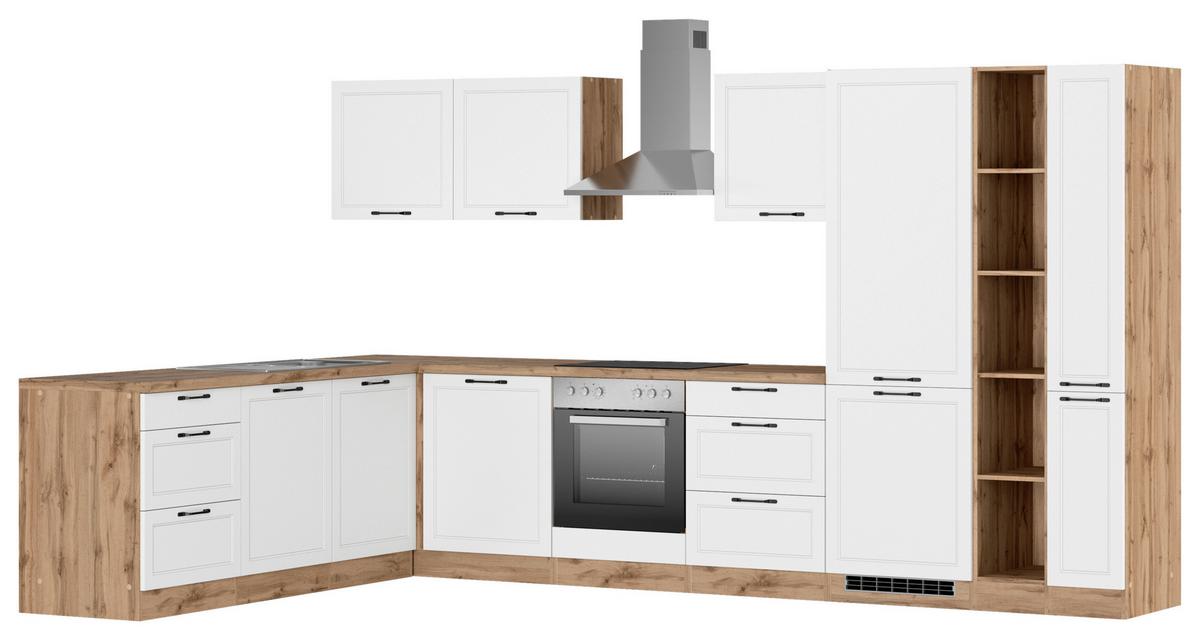 Eckküchen Meran Mit Geräten 240x360 Cm Weiß/eiche Dekor - Eiche Wotan/Weiß, LIFESTYLE, Holzwerkstoff (240/360cm) - Held