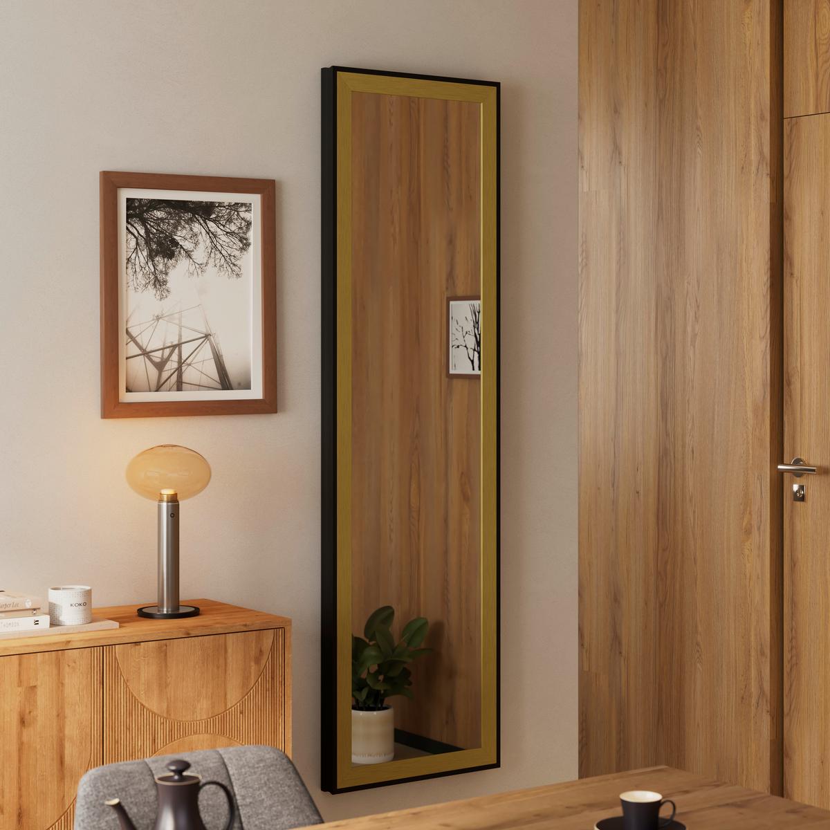 Spiegel Bianka Schwarz/Goldfarben B: 183 cm - Goldfarben/Schwarz, MODERN, Glas/Holzwerkstoff (183/53cm)