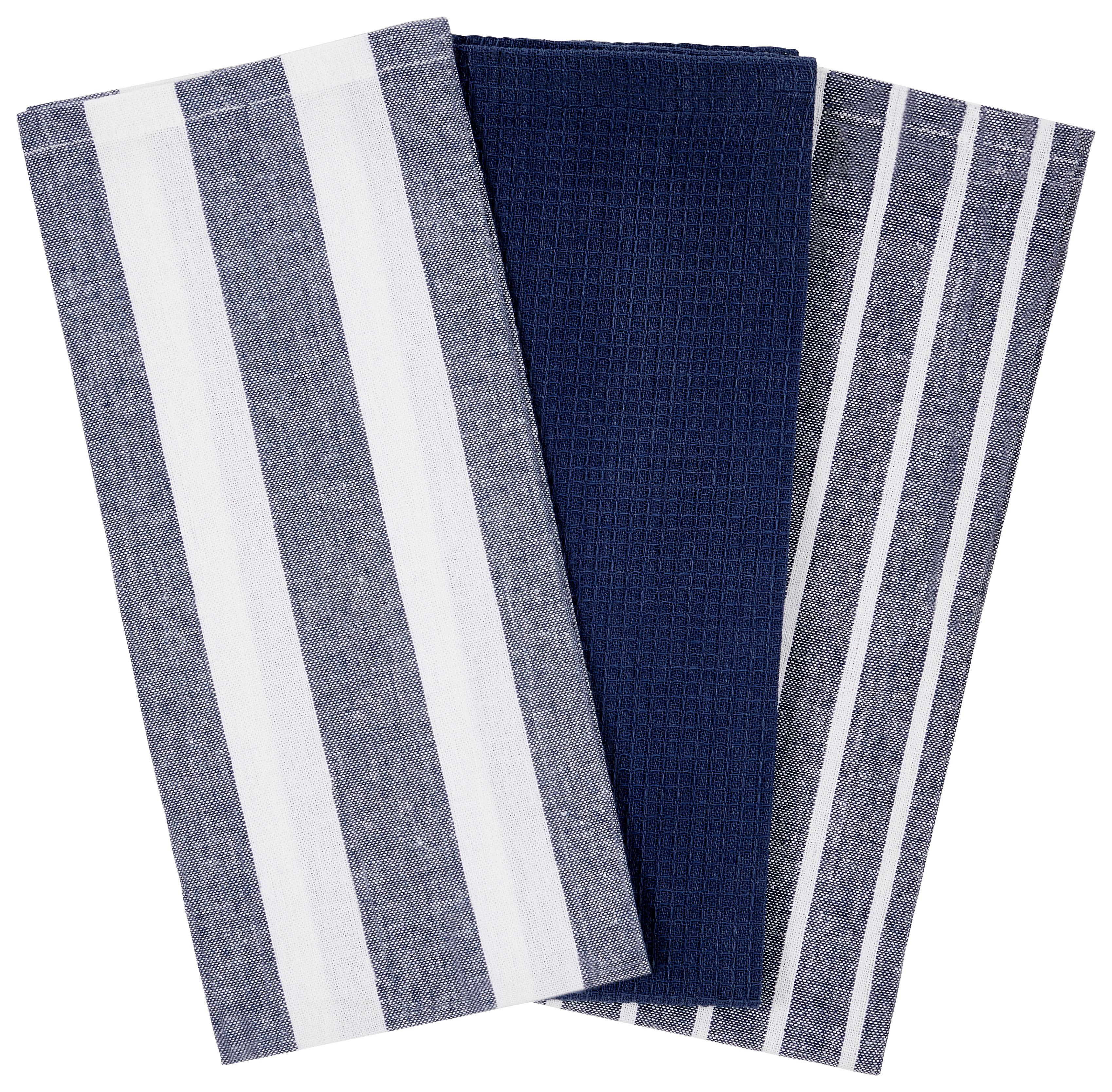 Geschirrtücher Valentina Baumwolle 3er-Set Blau/weiß - Blau, MODERN, Textil (50/70cm) - Luca Bessoni