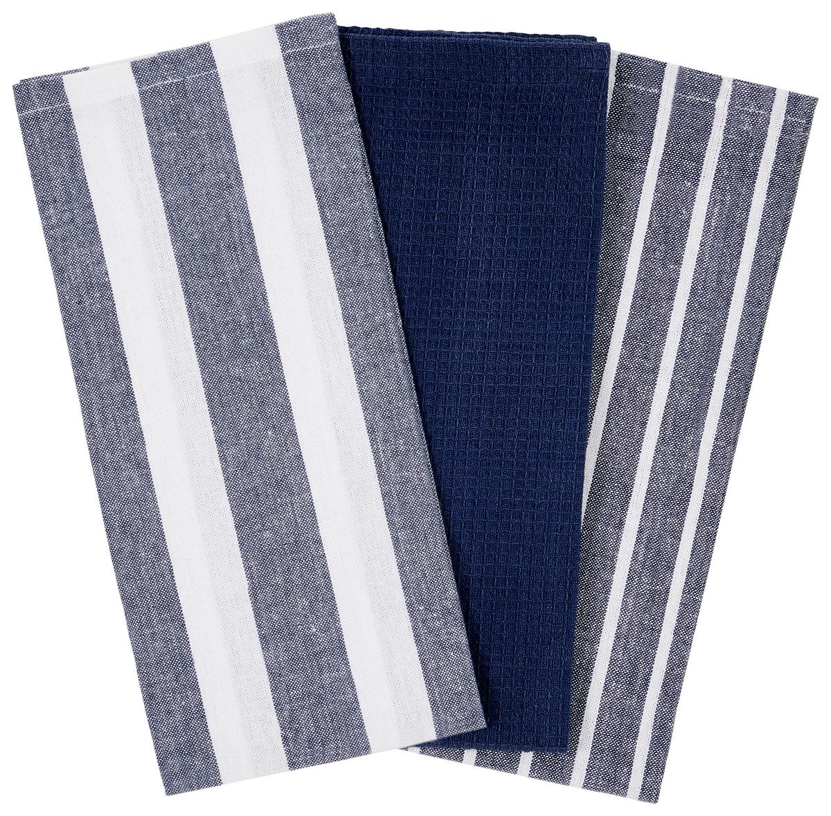 Geschirrtücher Valentina Baumwolle 3er-Set Blau/weiß - Blau, MODERN, Textil (50/70cm) - Luca Bessoni
