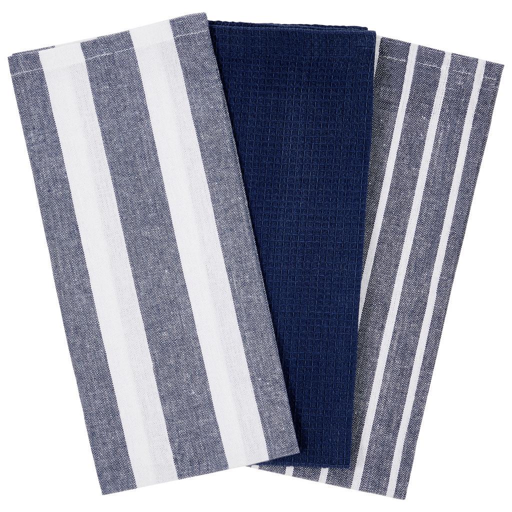 Geschirrtücher Valentina Baumwolle 3er-Set Blau/weiß