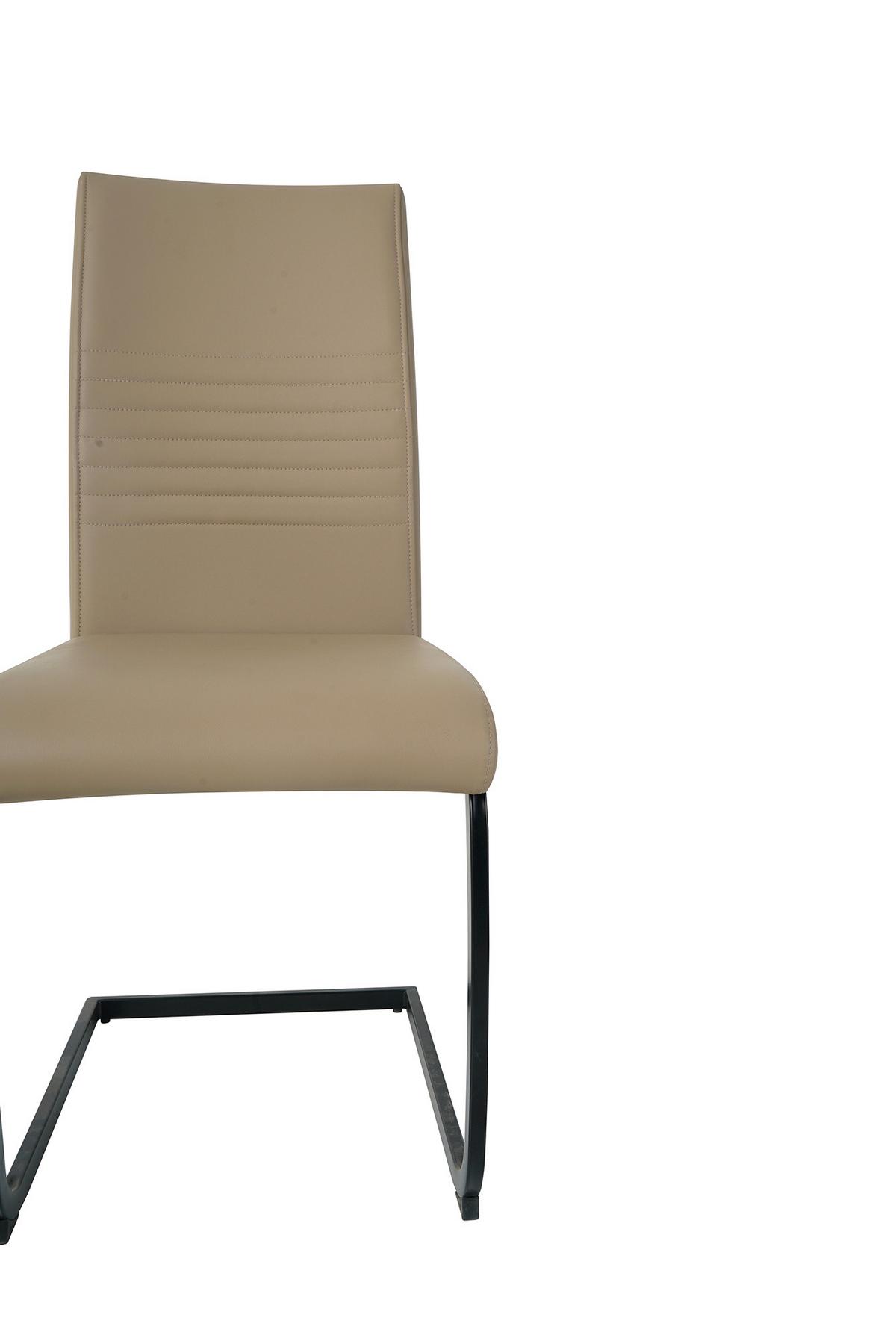 Stuhl-set Lederlook Taupe, B: 42cm - Taupe/Schwarz, Design, Kunststoff/Textil (42/97/59cm) - Livetastic