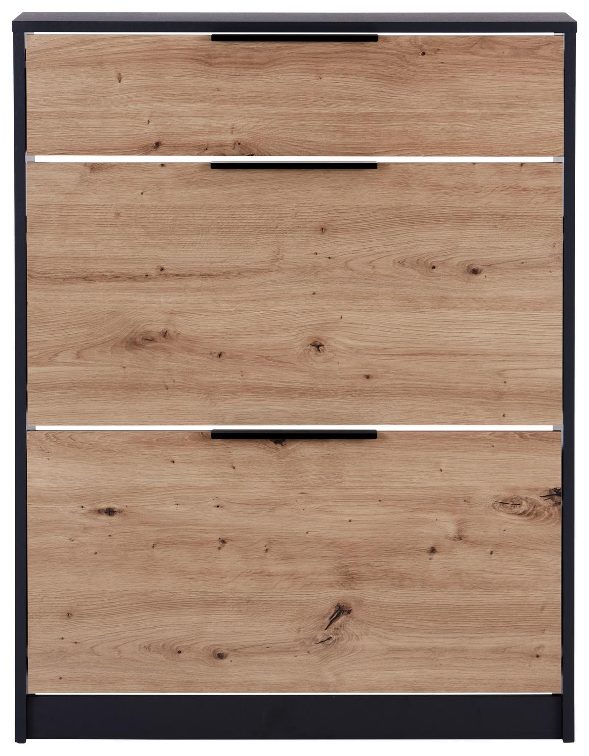 Cipősszekrény Anna 02 - tölgyfa színű/antracit, Modern, faalapú anyag (79/103,4/25cm)