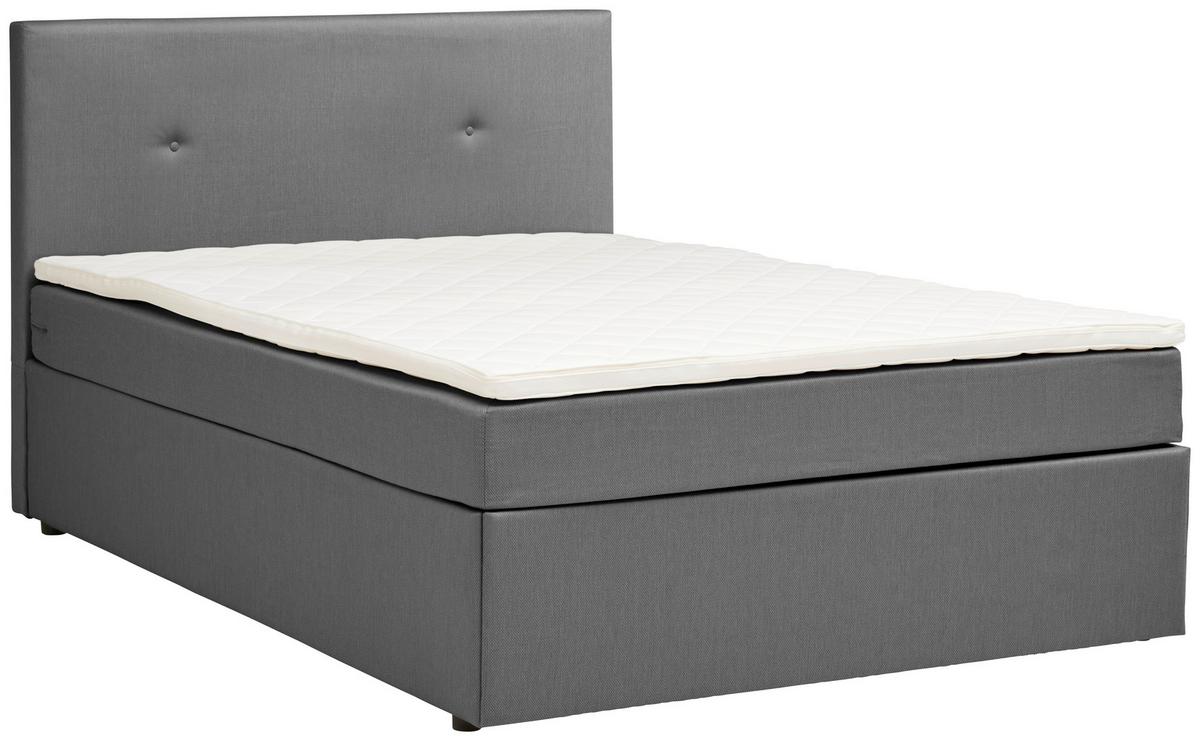 Boxbett Mit Topper 120x200 Antonio - Schwarz/Grau, KONVENTIONELL, Holz/Holzwerkstoff (120/200cm) - P & B