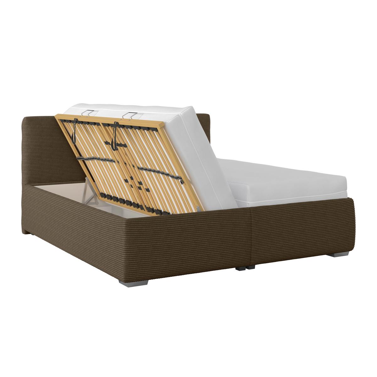 Polsterbett Lesia - Chromfarben/Braun, KONVENTIONELL, Holzwerkstoff/Textil (180/200cm)
