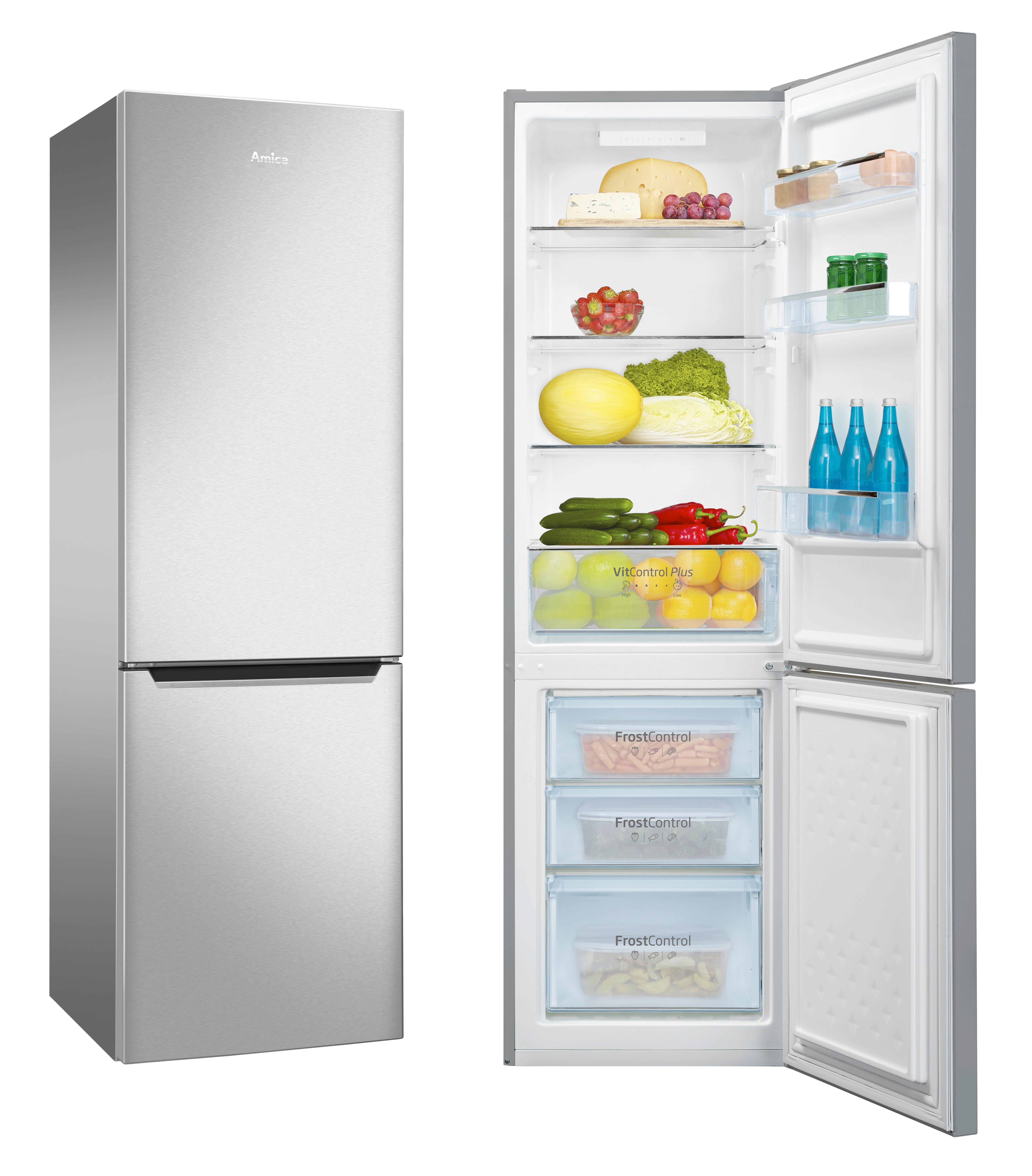 Kühl-Gefrierkombination Silber 187+75 L - Edelstahlfarben (54/176/55cm) - Amica