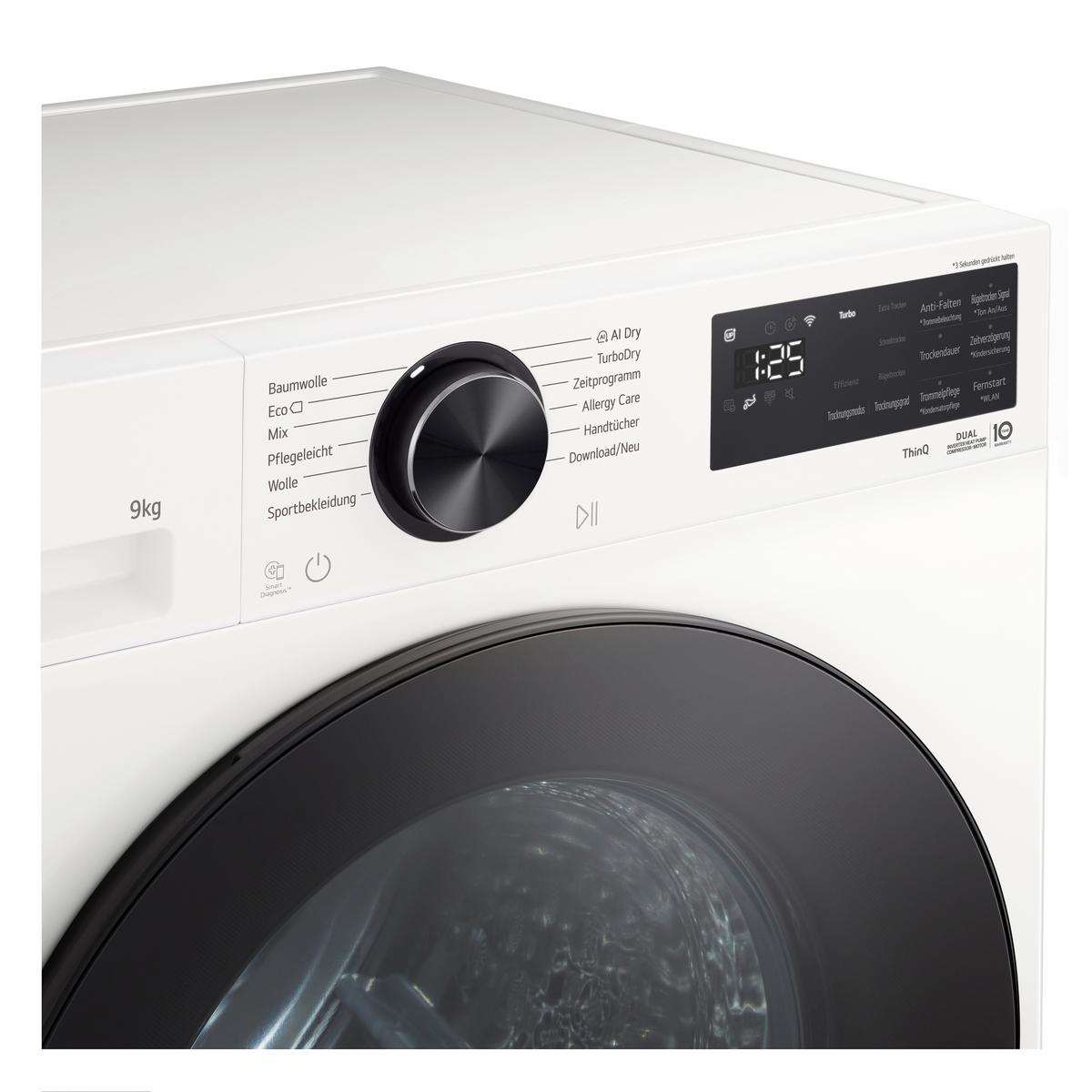 Wärmepumpentrockner Rt90x7 Füllmenge ca. 9kg - Weiß, Basics, Metall (60/85/66cm) - LG