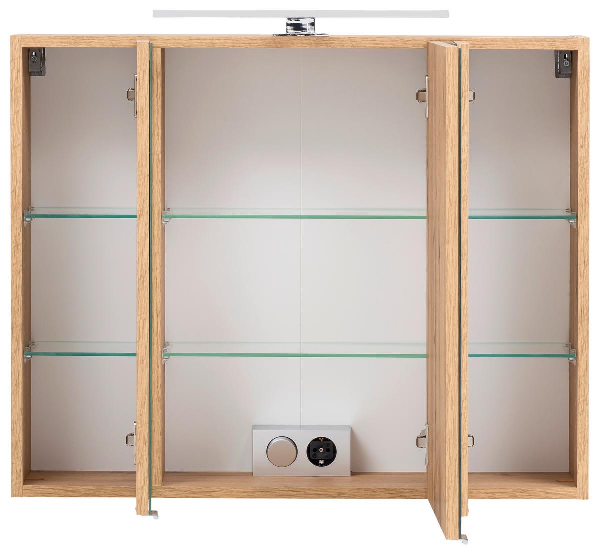 Spiegelschrank Kopenhagen Eiche Dekor B:80 cm - Eichefarben, KONVENTIONELL, Glas/Holzwerkstoff (80/64/20cm) - Held