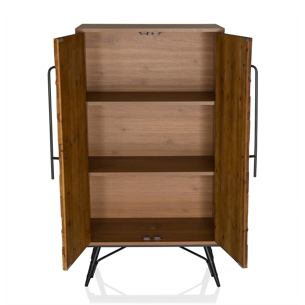 KOMODA SANTJAGO WOOD HIGH - čierna/tmavohnedá, Modern, kov/drevo (63/117/32cm) - MID.YOU