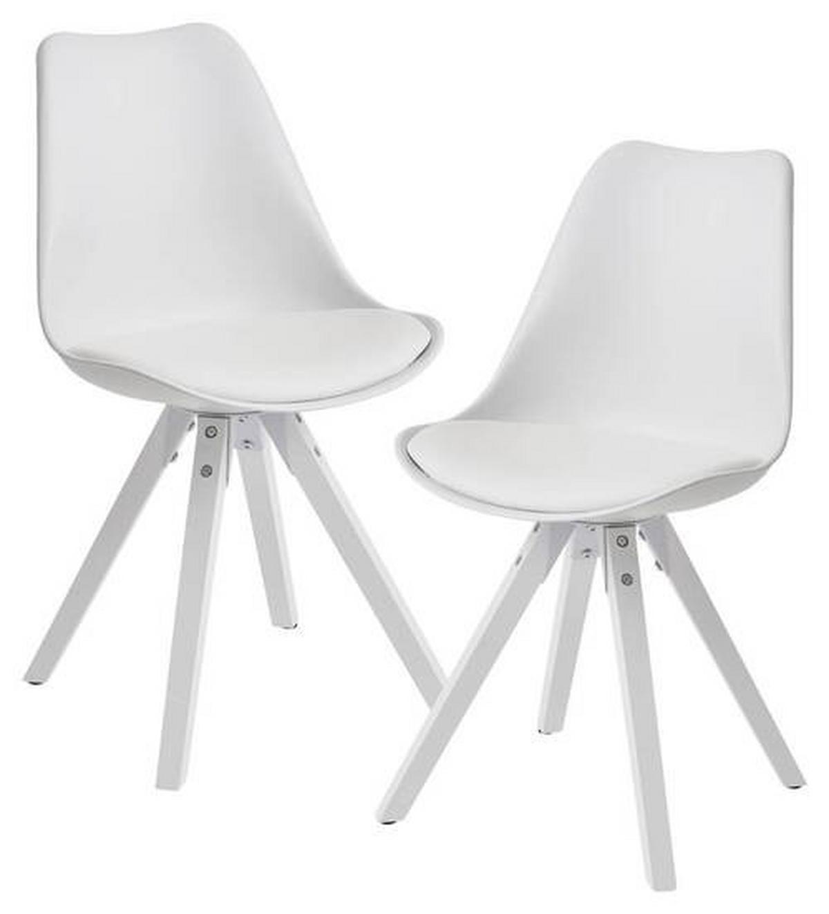 Stuhl-set Wohnling B: 49 Cm Weiß - Weiß, MODERN, Holz/Kunststoff (49/87/52cm) - MID.YOU