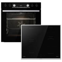 Einbauherd-Set B: 59,5 cm Induktion - Schwarz, Basics, Glas/Metall (59,5/59,5/56,4cm) - Gorenje