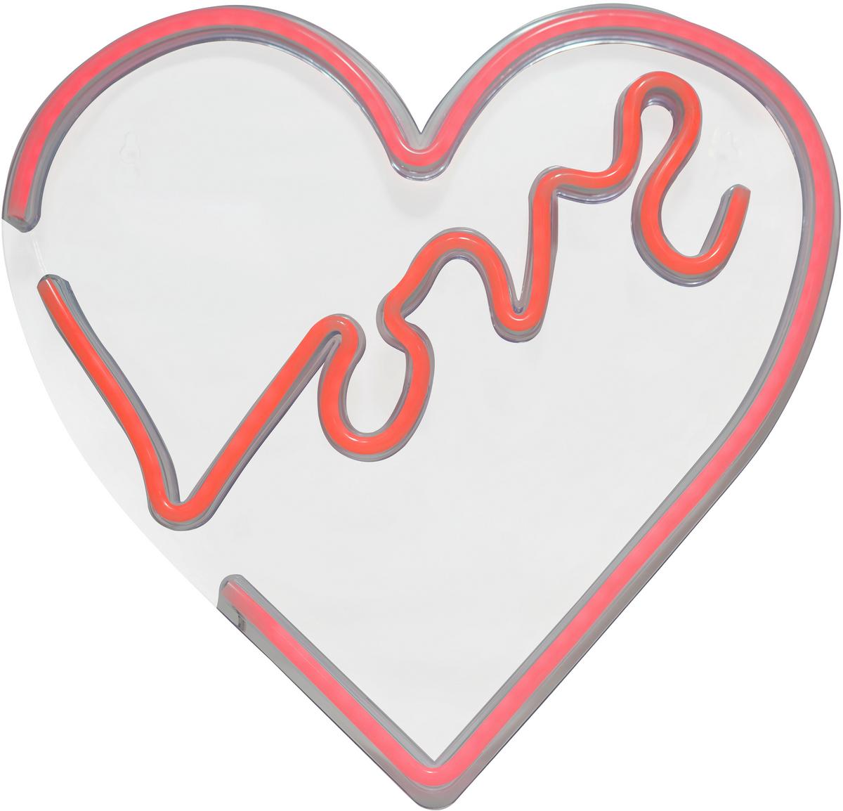 Led Falilámpa Love - áttetsző/fehér, Basics, műanyag (35/34/1,9cm) - Luca Bessoni