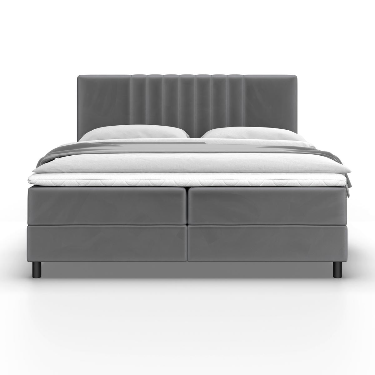 Boxspring postel ROMA tm. šědá, 180x200cm - šedá/černá, Moderní, kov/dřevo (180/200cm) - Bessagi Home
